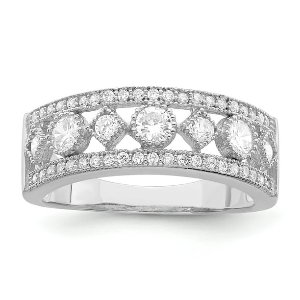 Sterling Silver CZ Band 